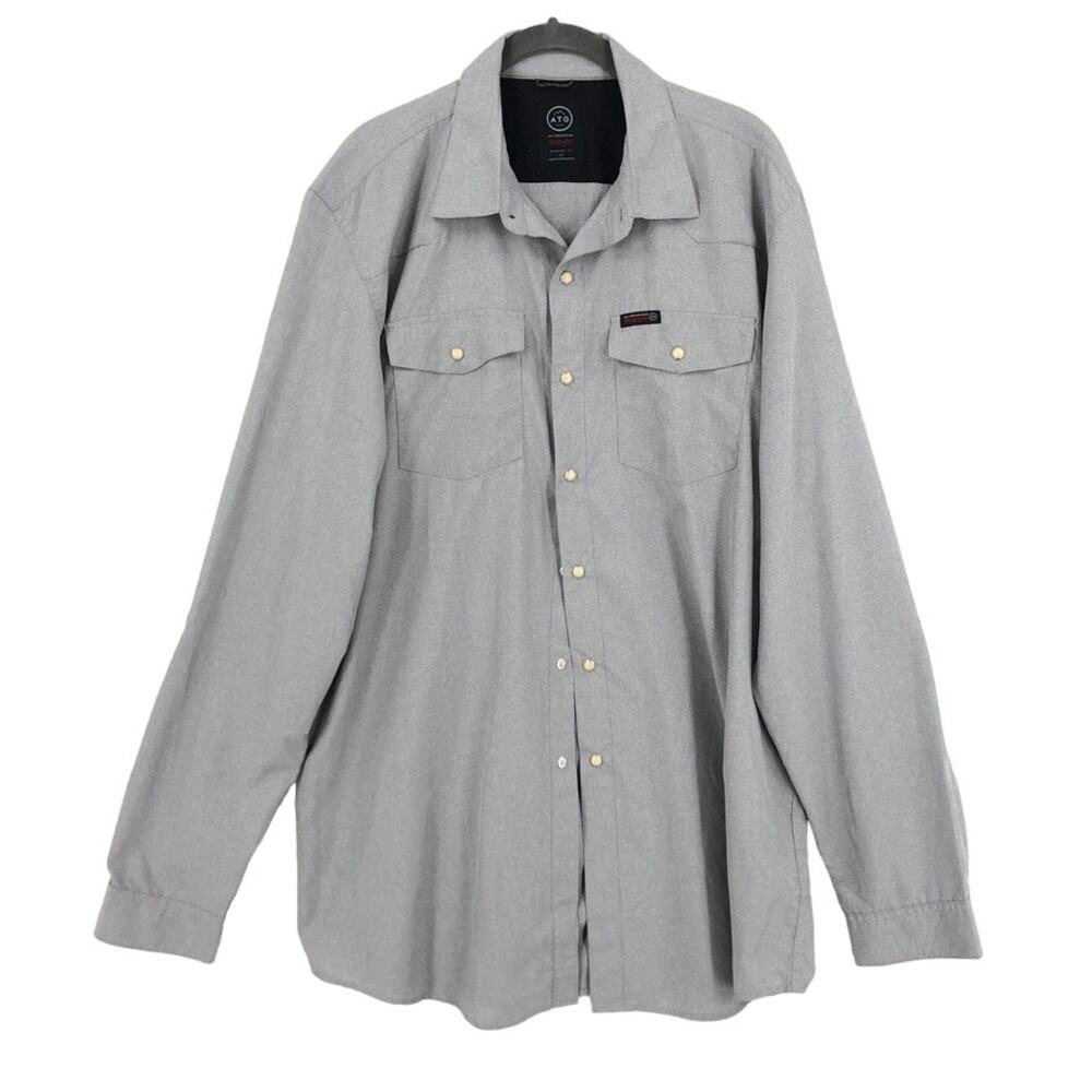 Wrangler All Terrain Gear Button Down Shirt Men's Large Tall Gray Long Sleeve